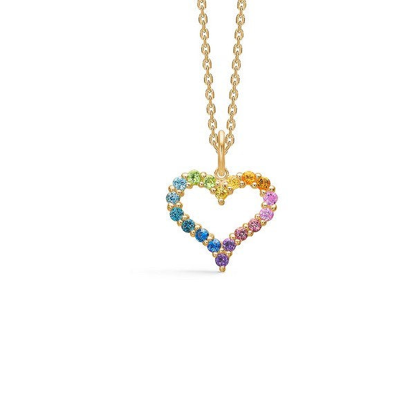 Tender Heart Rainbow vedhæng i 14 kt hvidguld med farvede ædelsten fra Mads Z
